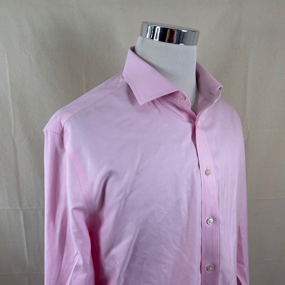 Charles Tyrwhitt 17.5 35 Slim Fit Dress Shirt Pink Non-Iron 100% Cotton Mens
